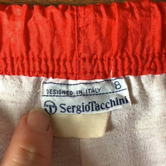 Vintage Sergio Tacchini Red Track Pants Joggers Windbreaker Bottom Zip Size 8 - Picture 5 of 12